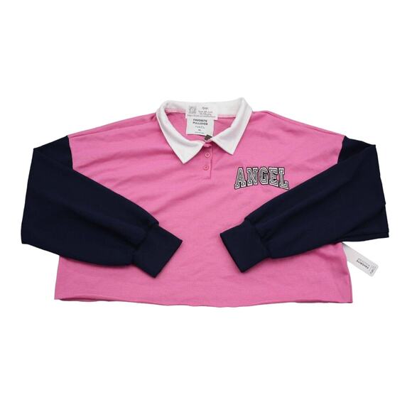 Rue21 Shirt Womens XL Pink Favorite Pullover Chest Button Collared Cropped Top - Picture 1 of 16